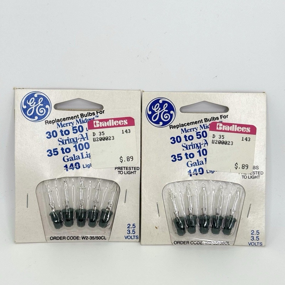 Vintage GE Merry Midget Replacement Bulbs Lot of 2 Packs 2.5V 3.5V‎ W2-35/50CL
